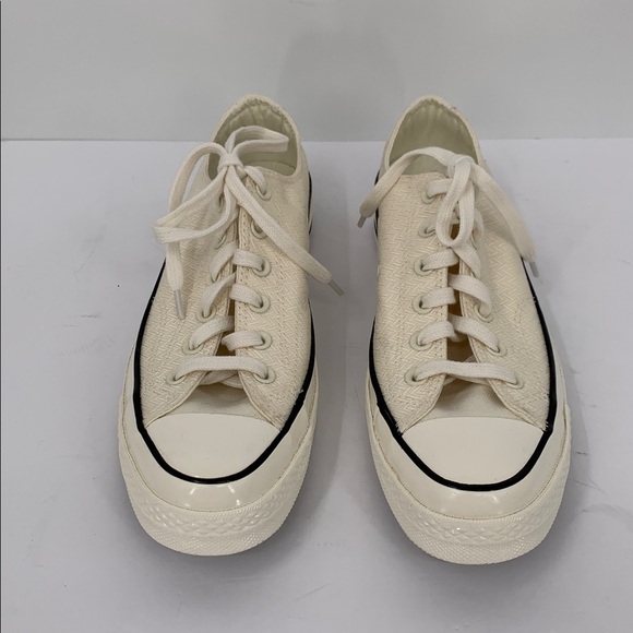 Converse Chuck Taylor low top canvas sneaker lace-up chevron ivory shoe new 10 - Picture 3 of 7